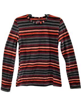 Cuddl Duds Striped Fleece Sweater S Gray Black Stretch Outdoor Indie Sleaze Twee